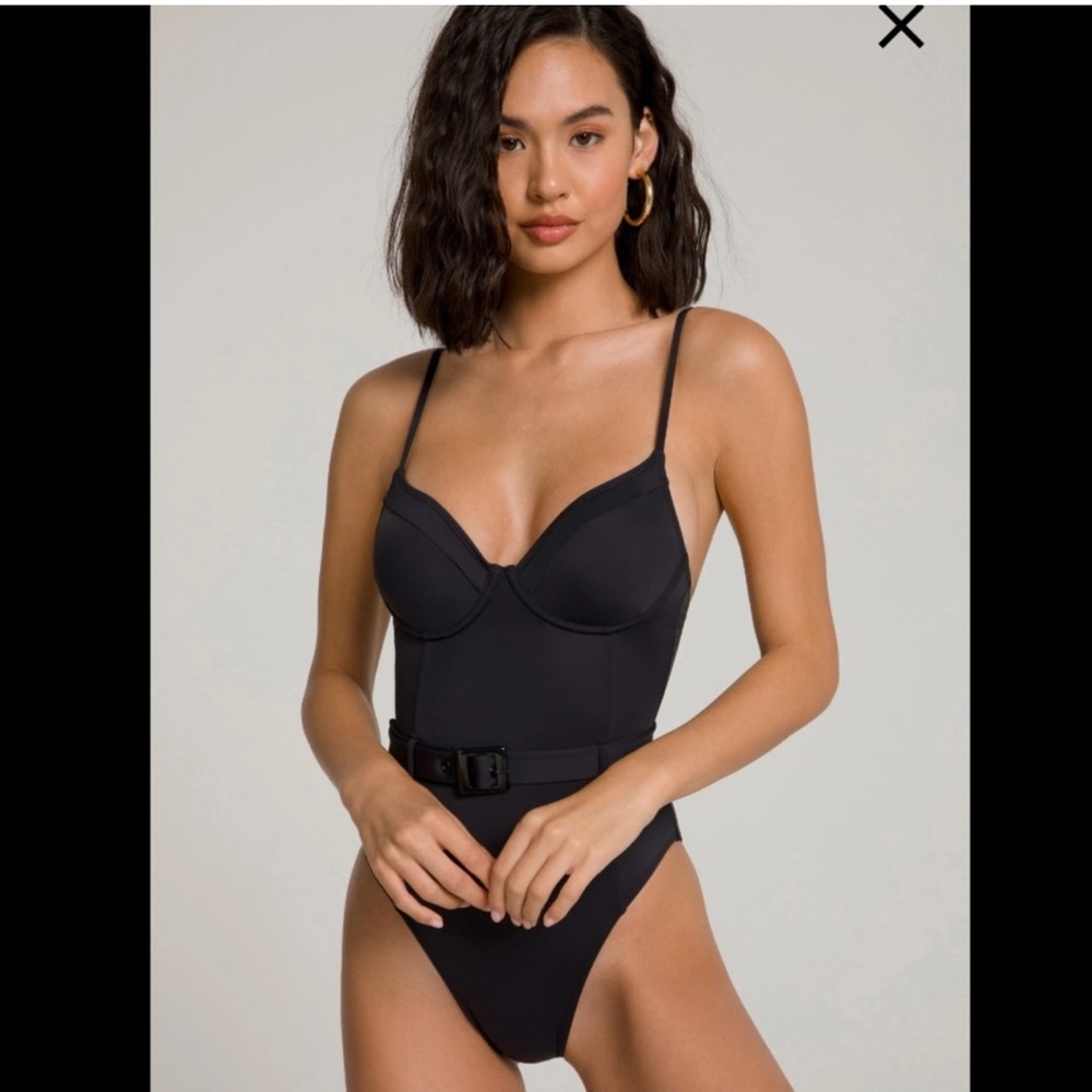 Good American Show Off Belted One Piece Swimsuit